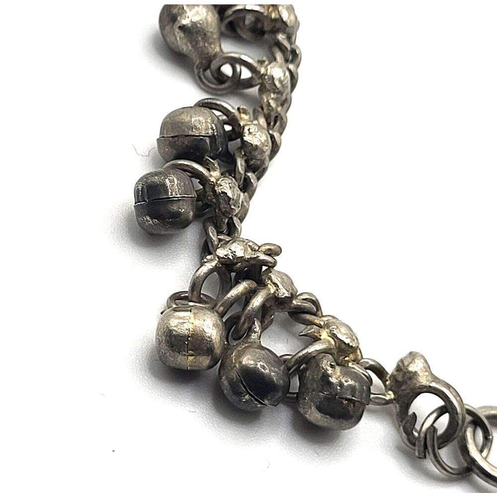 Vintage Silver Belly Dance Bells Anklet Signed PR 12in